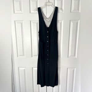 Pastille Vintage Vest Dress Black Button Up Size 10 Sleeveless Pockets